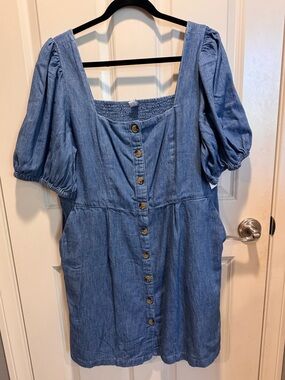 Old Navy Chambray Button-Front Mini Dress - Light Blue